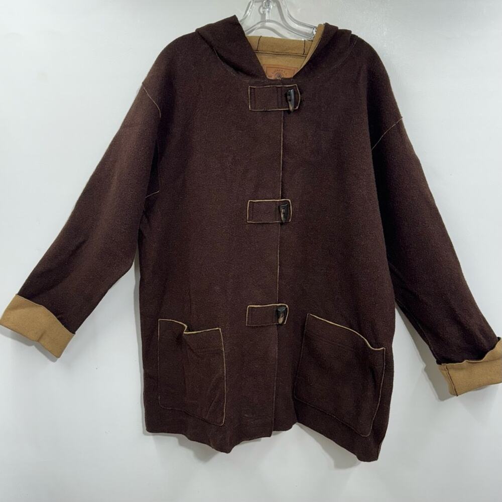 Brown Lauren Ralph Lauren Wool Blend Coat with Tan Accents